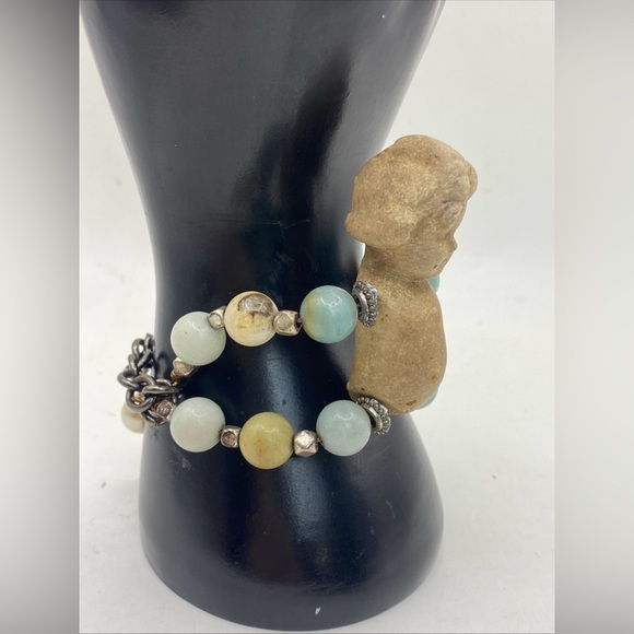 Vintage German Bisque Baby Doll Bracelet with Calcite Stones - Picture 3 of 11